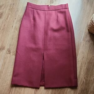 J. Crew Burgundy Pencil Skirt 100% Wool Size 2